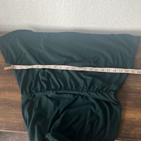 Off The Shoulder Short Sleeve Ribbed Casual Party Bodycon Midi Green Dress - Picture 11 of 15